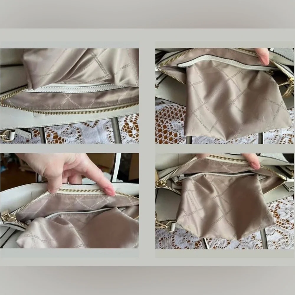 Michael Kors white pebbled leather (EUC) accordion tote- purse - Picture 14 of 17